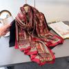 Spring and summer simulated silky brocade fashion silk scarf long scarf silky printing shawl versatile headscarf scarf
