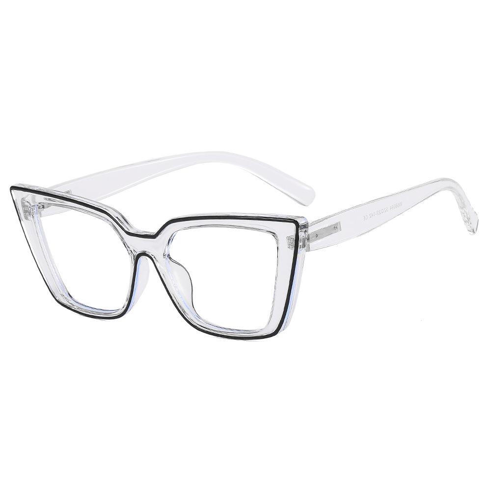 TR cat eye women's anti-blue light flat mirror spring leg paint plain glasses frame retro trendy glasses frame