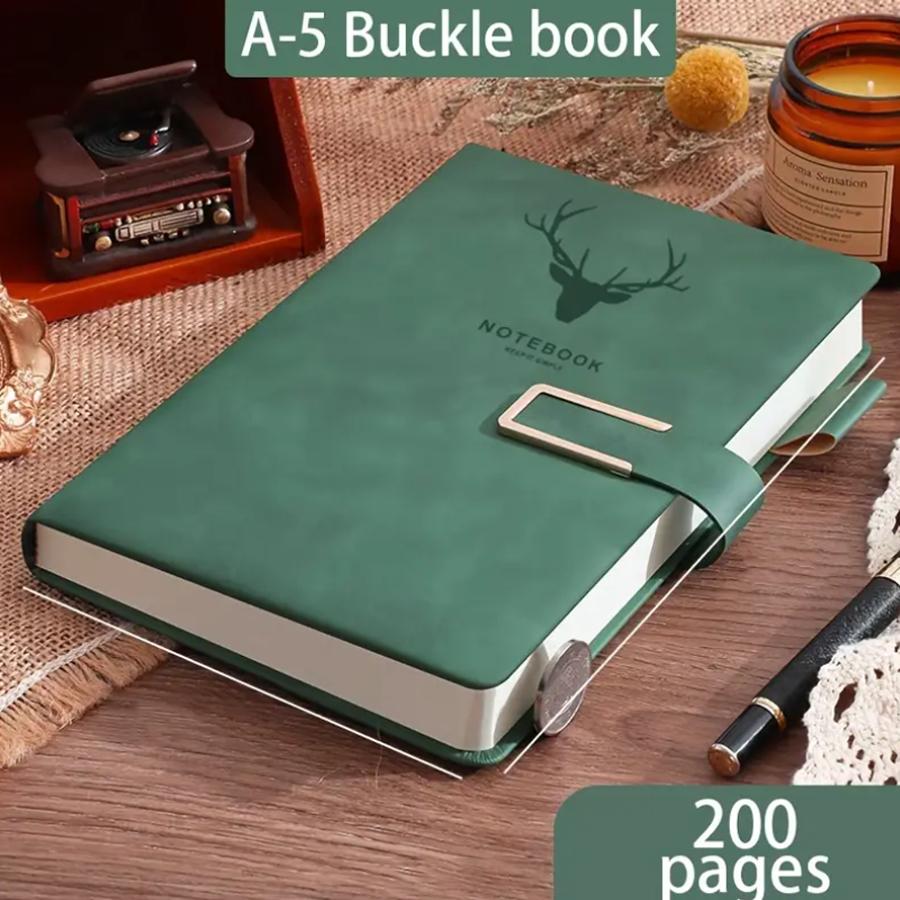 Vintage A5 leather notebook with personalized soft cover, perfect for business meetings, schools, and homes with bookmarks