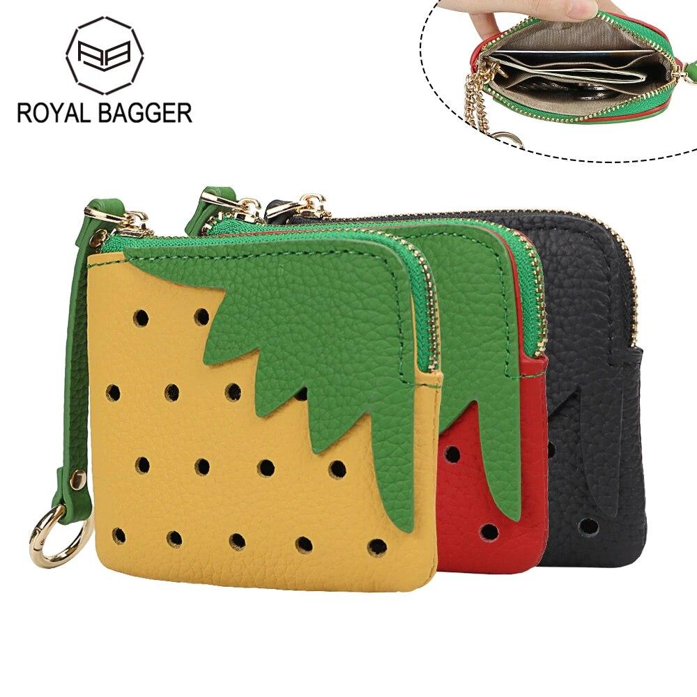 

Royal Bagger, мини-милый кошелек для монет для женщин и девочек из натуральной коровьей кожи, модный кошелек на молнии, маленькая сумка для хранения с брелоком 1520 чёрный