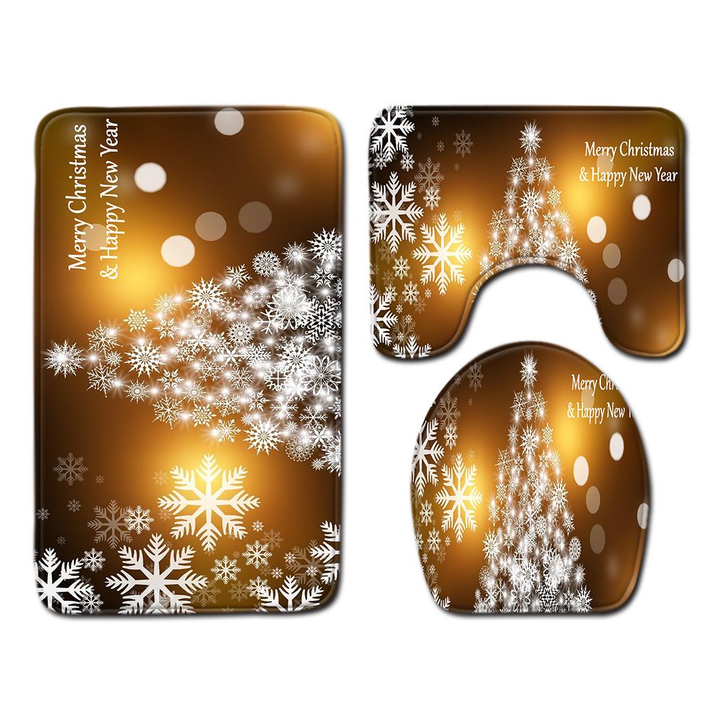 Christmas Bathroom Floor Mat Toilet Three-Piece Set