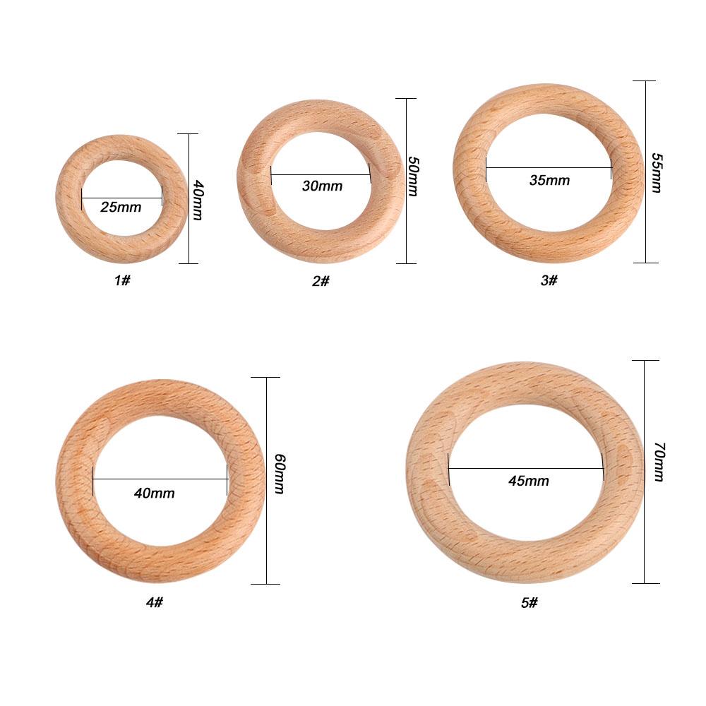 Kovict 3pc/Lot 40/50/55/60/65mm Natural Beech Wooden Ring DIY Crafts For Jewelry Making Home Decoration Handmade Accessories
