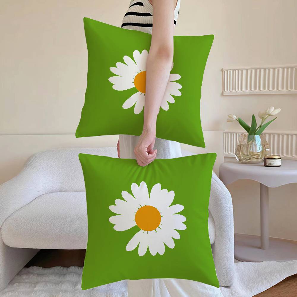 Anime Daisy Pillow Case Sofa and Living Room Decorative Cushion Covers Dust-proof and Mite-proof Invisible Zipper