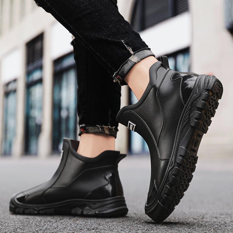 Men's outdoor comfortable fashion casual rain boots anti slip waterproof high top wear-resistant comfortable fishing water shoes