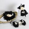 Sweet Pearl Bow Hairpin Headband KC Original Black Mist Poetry Spring Lace Cake Top Hat