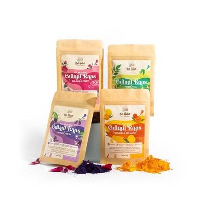 Nat Habit Gulal Pink, Purple, Green & Orange Color Combo | Organic Natural Holi Colours | Neem Leaves, Marigold Petals, Herbal Abir(Pack of 4 X 50g)