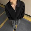 Heavy Semi-zipper Sweater for Men's Design Sense Metal Rivet Decoration Lapel Coat Top