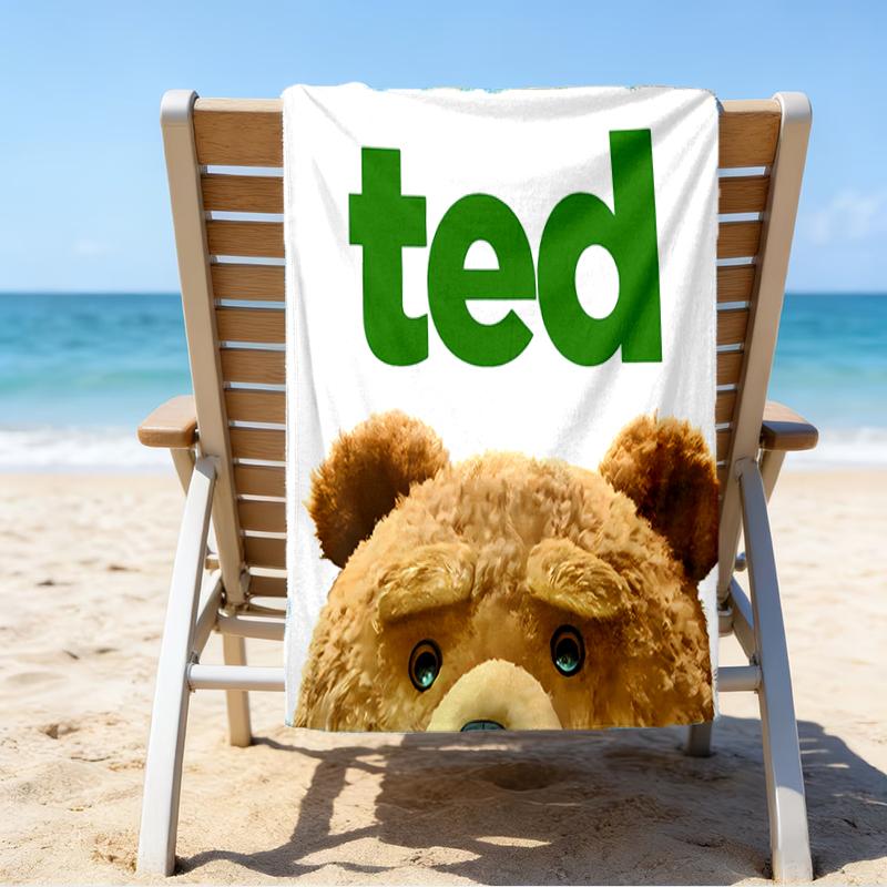Proof Beach Towel with a Cartoon Teddy Bear Ted2 Pattern - Soft,absorbent,quick-drying,machine Washable - Perfect for Swimming,camping,bathing