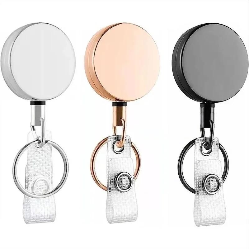 1Pc Metal Retractable Easy Pull Key Ring Id Holders Lanyard Badge Holder Reel Name Badge Tag Card Clip Recoil Reel Belt Clip