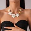 Diamond Drip Oil Hollow Geometric Flower Clavicle Chain Vintage Court Style Niche Necklace