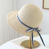 Spring and Summer New Idyllic Bow Straw Hat Women's Seaside Vacation Beach Visor Big Brim Sun Protection Hat