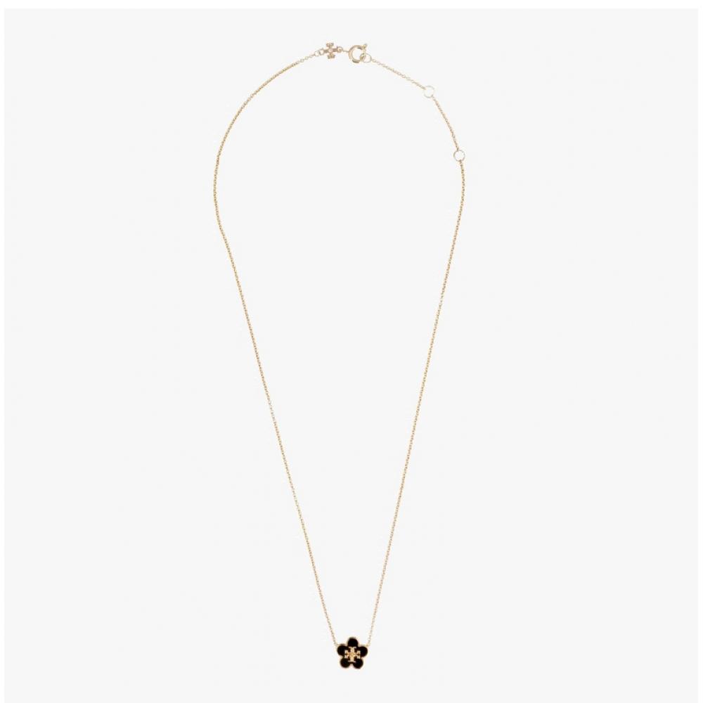 Tory Burch Kira Flower Logo Enamel Necklace 147287