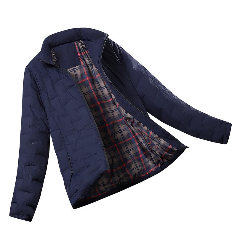 

Men s Autumn & Winter Solid Color 3D Duck Down Jacket for Middle-Aged & Elderly - Large Size with Graphene for Warmth L синій