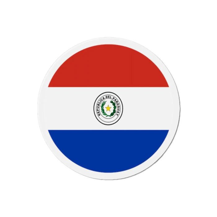 Aimant Rond - Multicolore - Drapeau Paraguay - 6 cm - 50 pièces - Résine synthétique