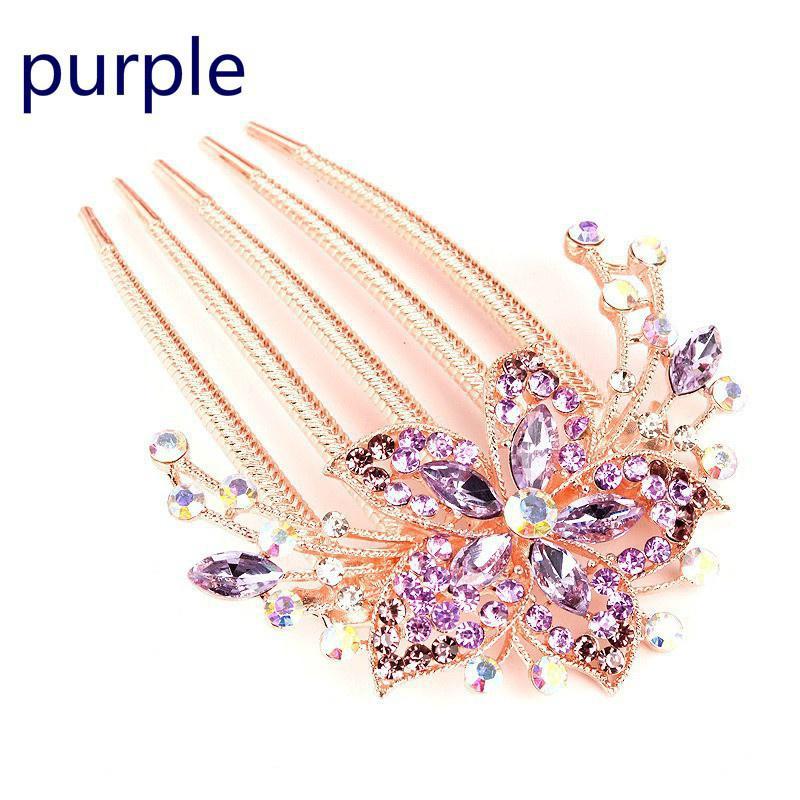 Hair Accessories for Girls - New Collection of Alloy Diamond Hair Comb and Rhinestone Hairpin, Featuring a Five-Tooth Comb and All-Match Plate Design