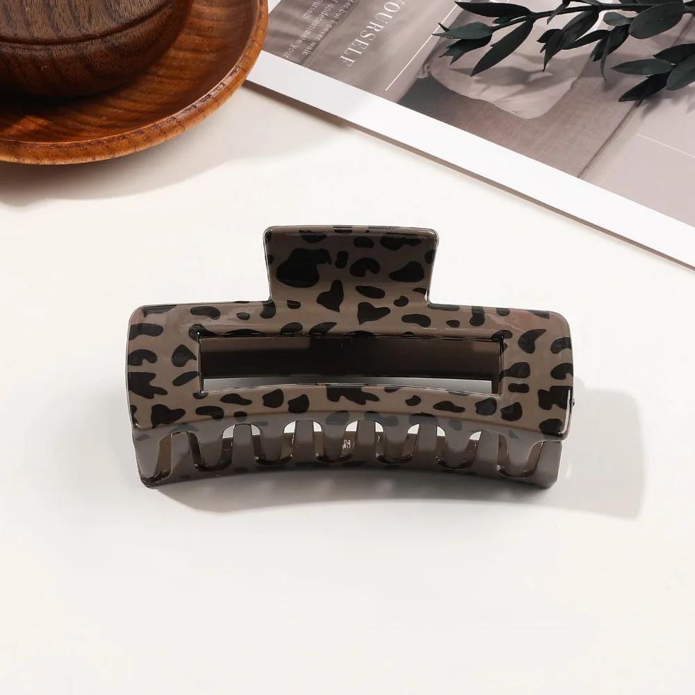Large Small Leopard Print Hair Claw Clip for Women Thick Hair Elegant Bowknot Cross Geometric Catch Clamp Hairgrip Accessories