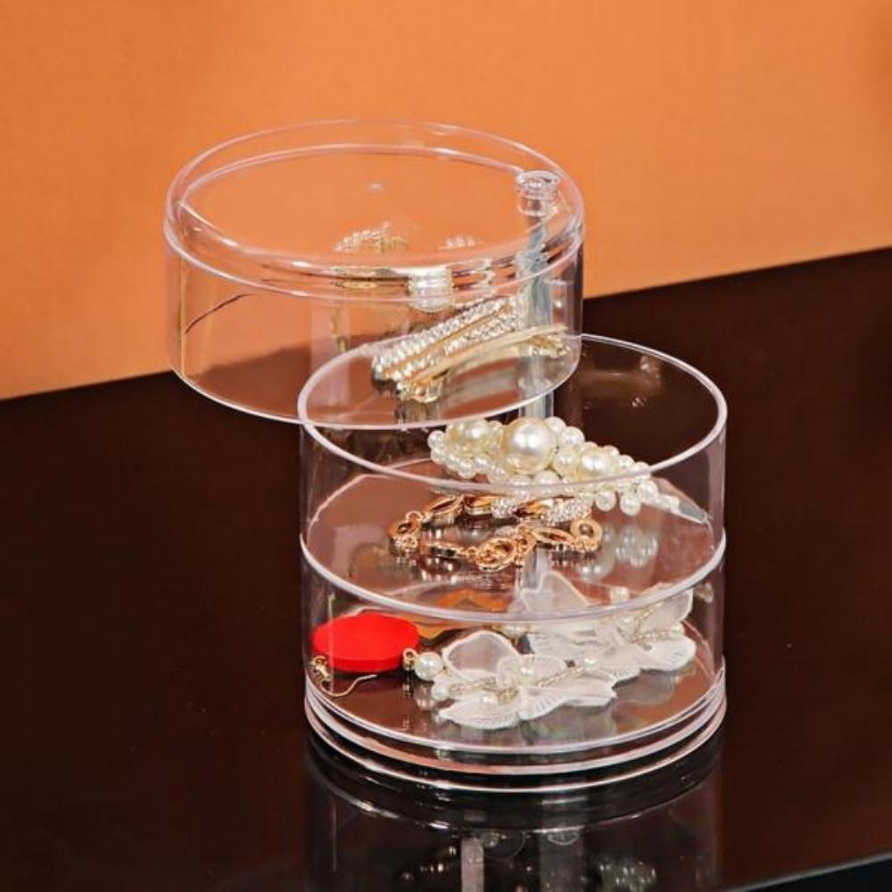 Women Jewelry Hair Accessories Storage Box Hair Tie Container Small Jewelry Box Multi-Layer Storage Box Hair Container Rotatable Storage Box Drawer