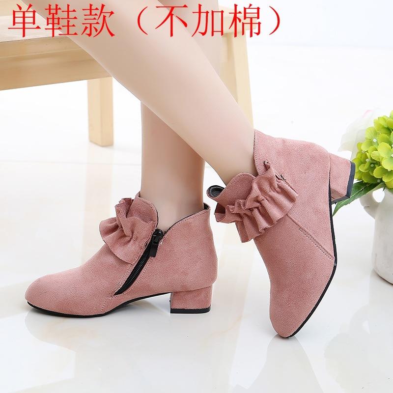

New Winter Girls Boots High-Heeled Non-Slip Short Boots with Fleece Lining Elegant Casual Girls High-Heeled Shoes 27
