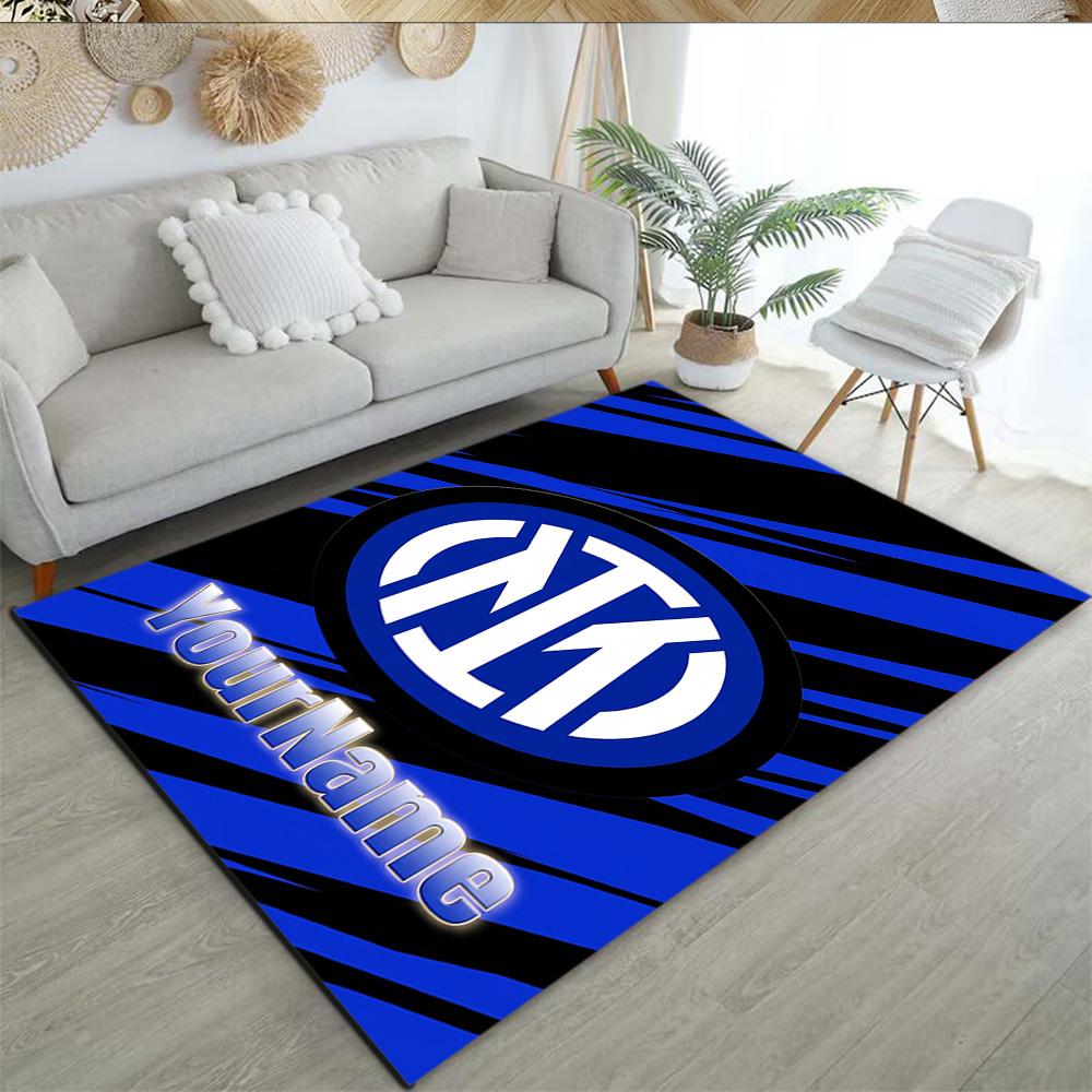 Inter Milan Customize Text Floor Rug Office Rug Suitable for Foyer Game Room Hallway Dormitory Antislip Carpet Decorate Offices Best for Christmas