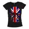 VINTAGE UNION JACK WOMENS Shirt WITH UK SKULL FLAG - TOP PUNK ROCK BAND GIRL TEE
