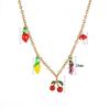 Stainless Steel Fruit Necklace For Women Summer Fashion Jewelry With Resin Pendant