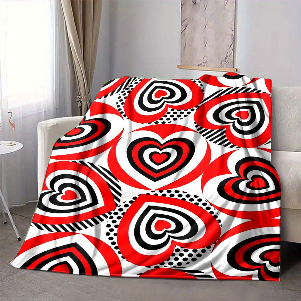 1pc Heart Print Blanket Warm, Cozy, And Soft, Suitable for Sofas, Beds, Cars, And Office Use.Perfect for Camping And Travel, Making It a Great Gift fo