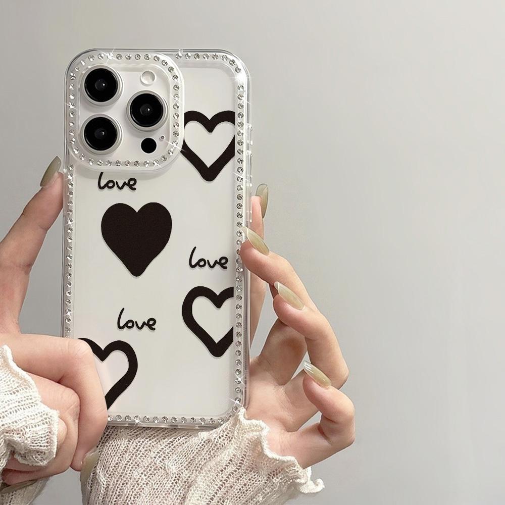 Liebes Herz Glitzer Diamant Handyhülle Für iPhone 17 Pro Max Hülle iPhone 16 14 12 11 13 15 Pro Max Air Bling Weiche Silikonhülle