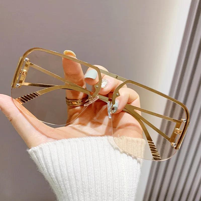 New Vintage Square Sunglasses Woman Classic Retro Gradient Mirror Frameless Sun Glasses Female Fashion Rimless