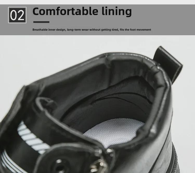 Botas Martin de cano alto de veludo de inverno masculinas - Sapatos casuais de couro com sola grossa e algodão quente da moda