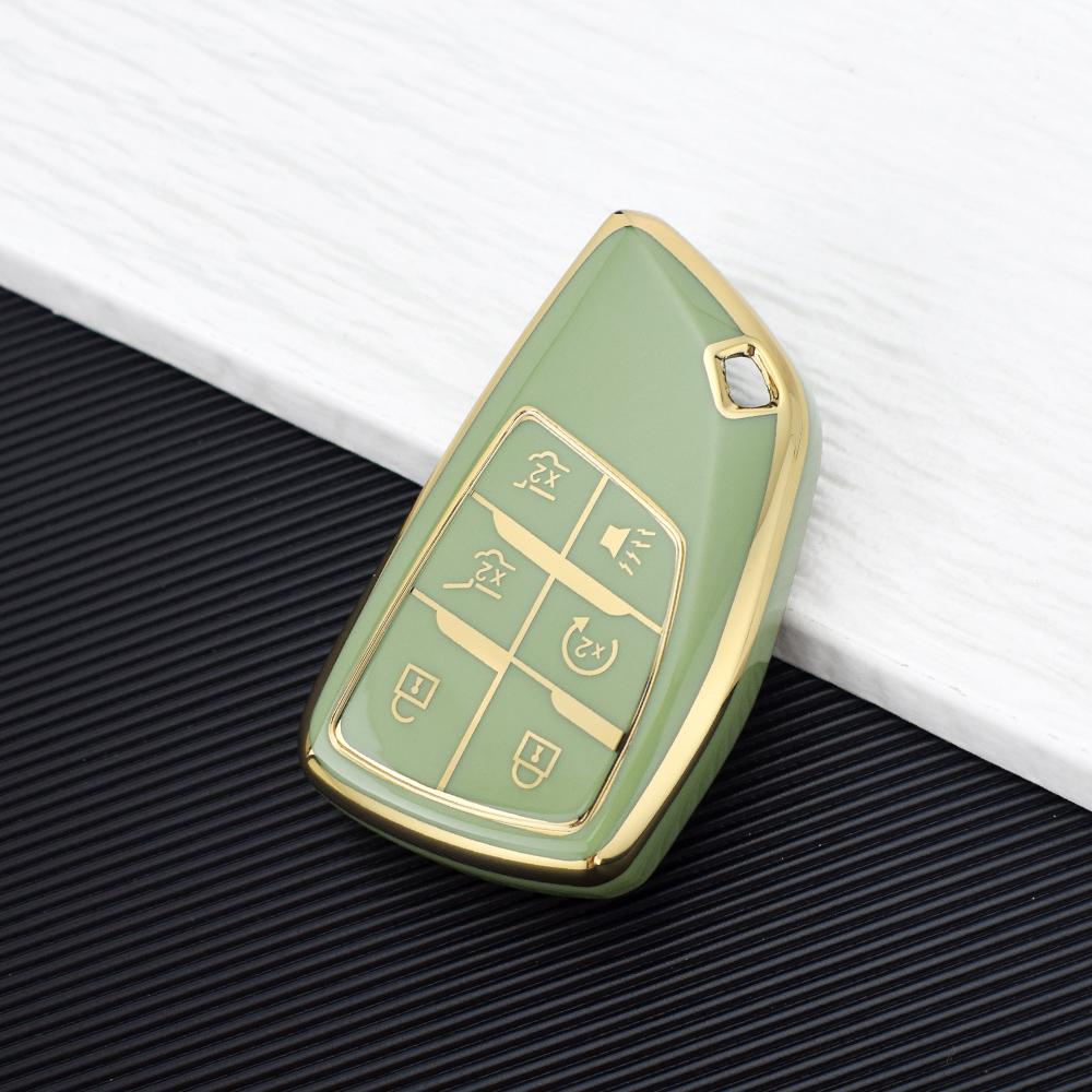 

6 Button TPU Car Key Cover Case For Chevrolet Tahoe Suburban GMC Yukon Buick ENVISION S Plus Avenir 2020 2021 2022 2023 зелёный