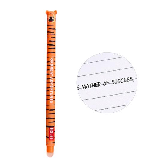 Smazatelná propiska 0,7 mm s černým inkoustem, s měkkým úchopem šetrným k pokožce, roztomilé zvířecí víčka, design s tlačítkem, doplňovatelné tužky, školní potřeby