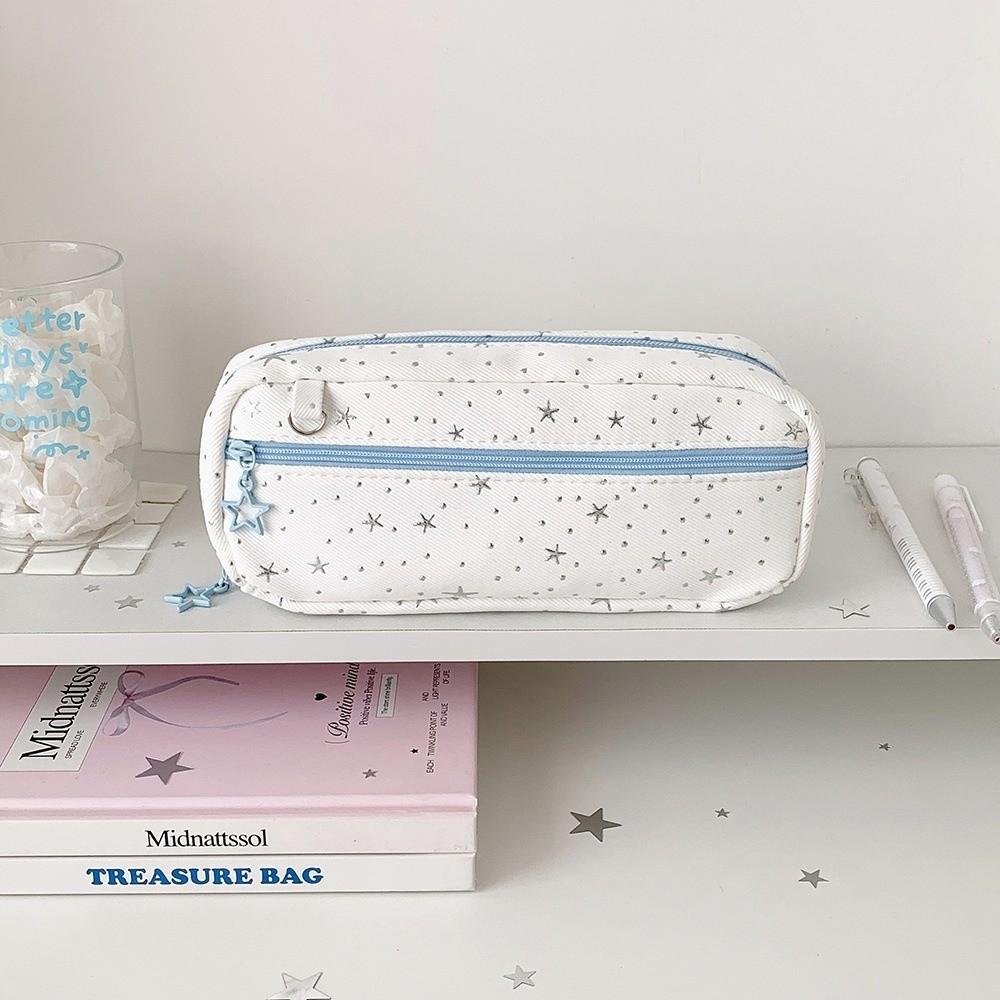 Pen Organizer Star Pencil Case Large Capacity Zipper Stationery Pouch Pencil Storage Bag Children