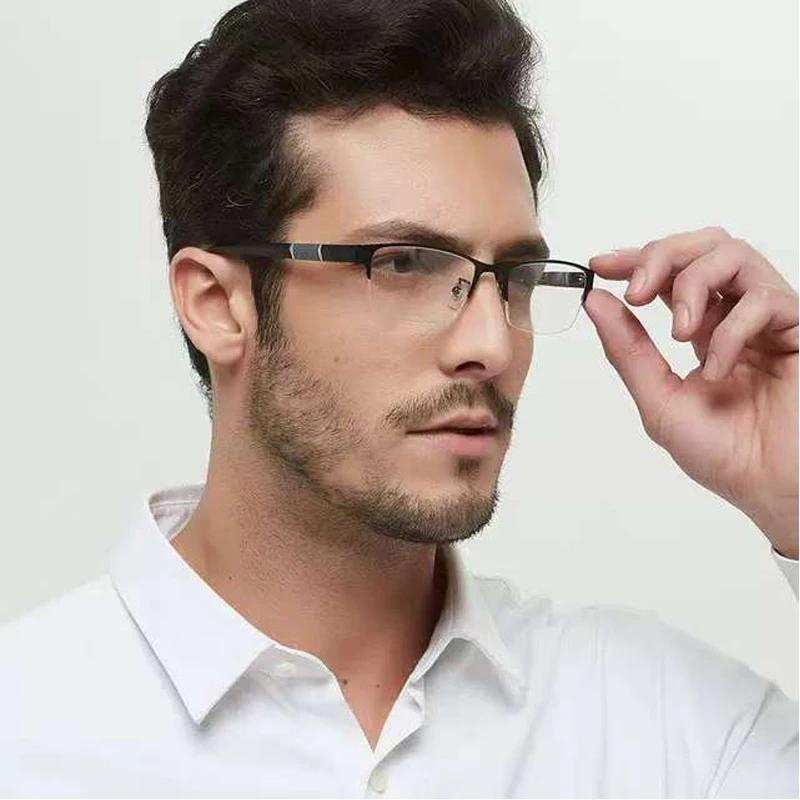 Anti Blue Reading Glasses Men Half-Frame Glasses Business Style Male Eyeglasses For Old People Glasses With Grade