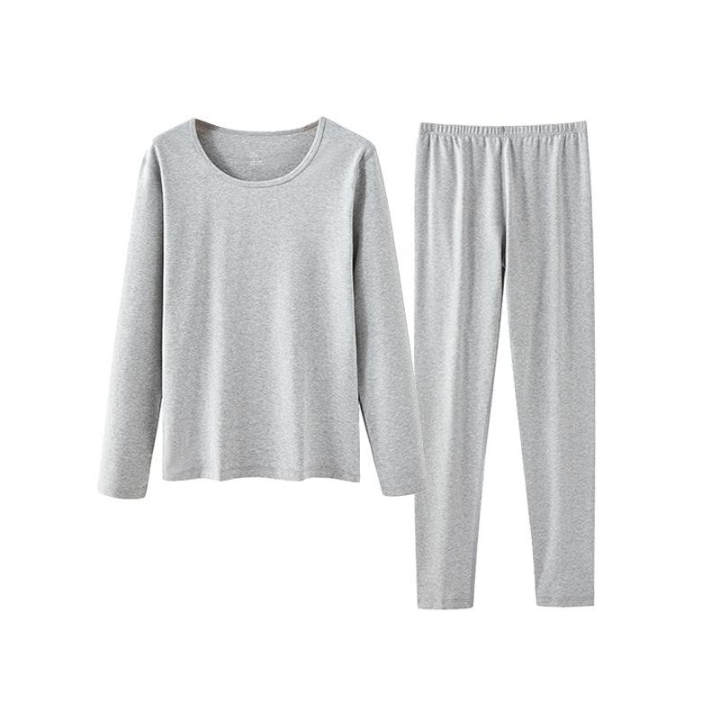 Women's Plus Size Double-Sided Flannel Underwear Set - Pure Cotton, Thick Round Neck Base Layer for Autumn and Winter