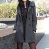 Cotton Winter Thick Woolen Coat Women's Mid-length Hooded  Cotton Slim-fitting Woolen Coat