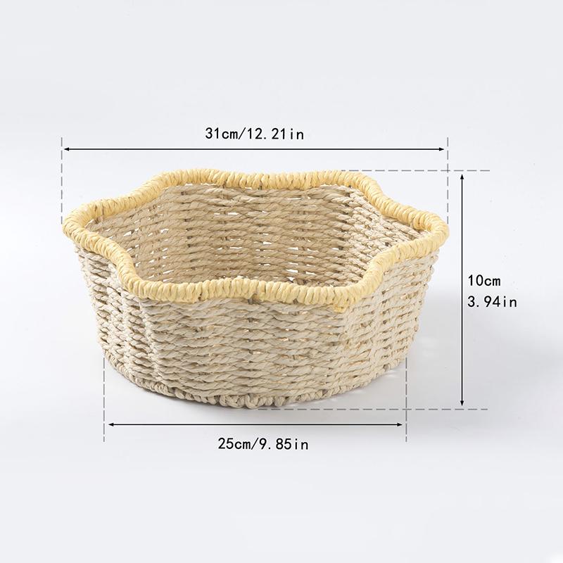 1PC Bin Foldable Rattan Style Bohemian Style Desktop Multipurpose Handwoven Eco-Friendly Paper Rope Minimalist 31x31x10cm