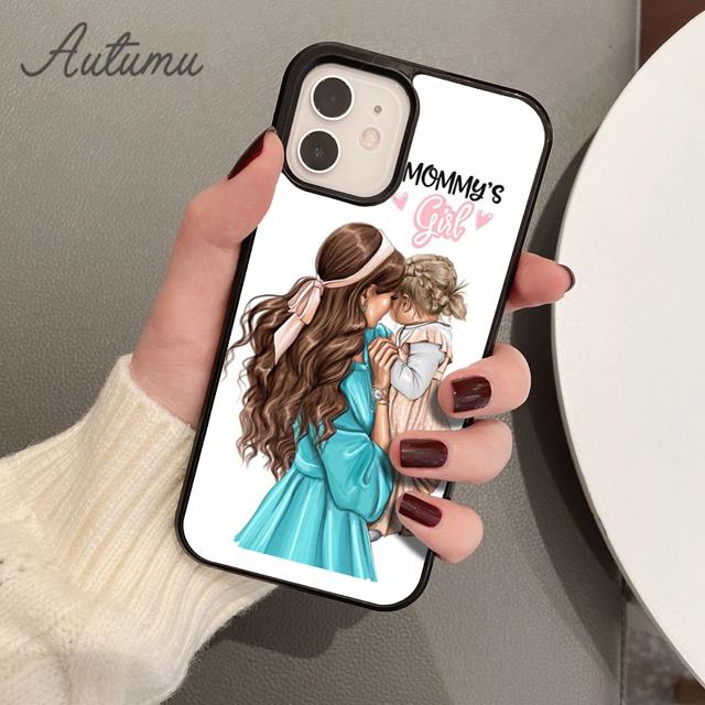 Dziecko mama mama matka dziewczyna królowa etui na telefon iPhone 11 12 13 14 Pro Max mini XR XS SE 2020 7 8 Plus Samsung S21 S22 shell