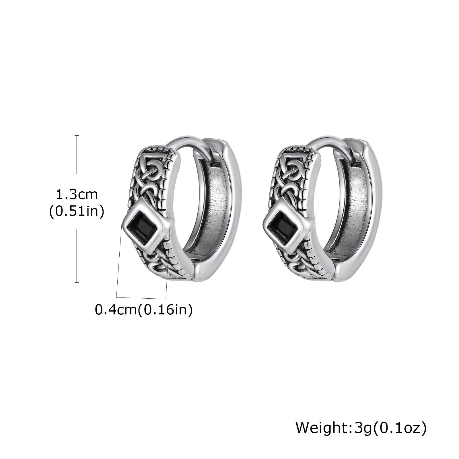 Винтажные серьги-кольца Vicking для мужчин, мальчиков, черные циркониевые серьги-кольца из нержавеющей стали, панк-украшение в подарок