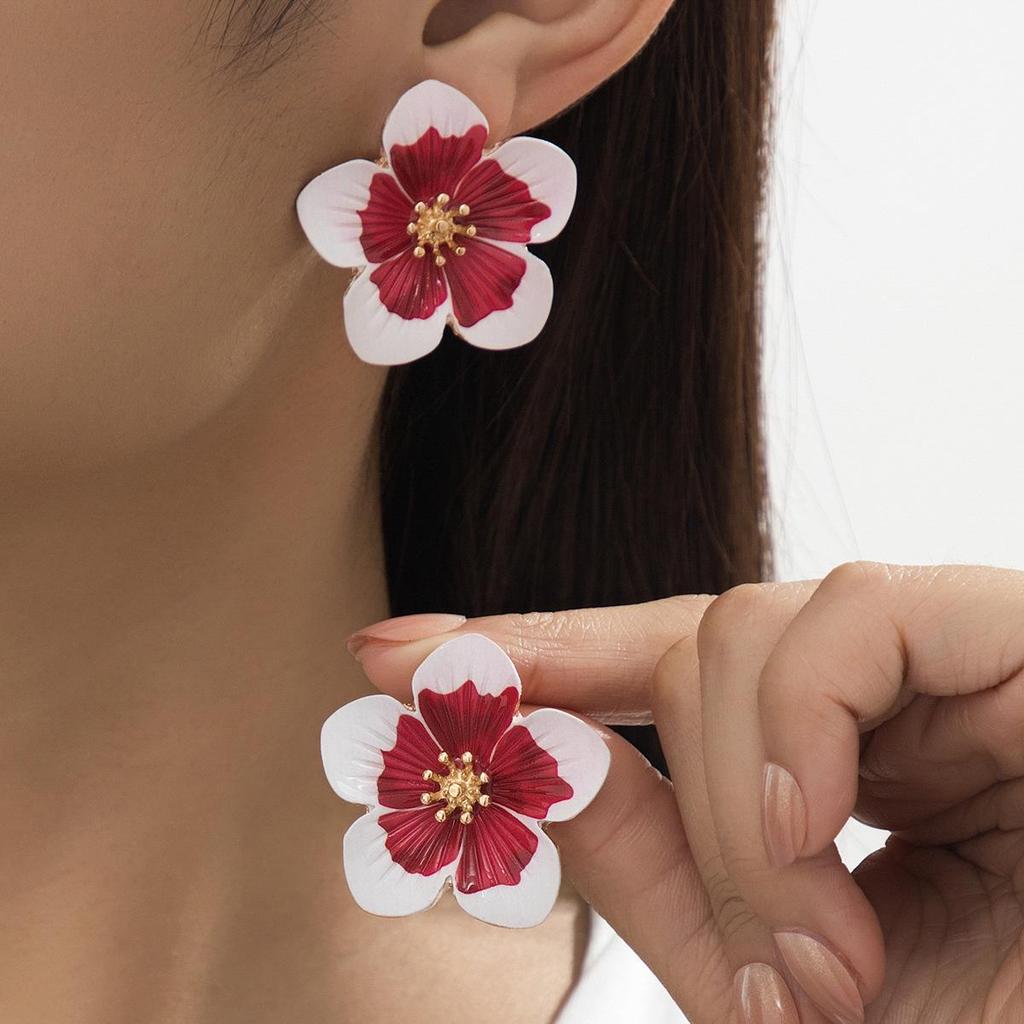 Europäische und Amerikanische Mehrschichtige Blumearrings im bunten Legierungsdesign