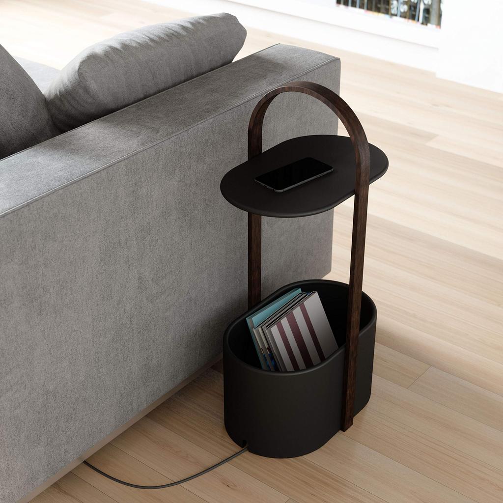 Umbra Storage Table, Side Table, Black/Walnut, W24 x D35 x H68cm, HUB 21013760048