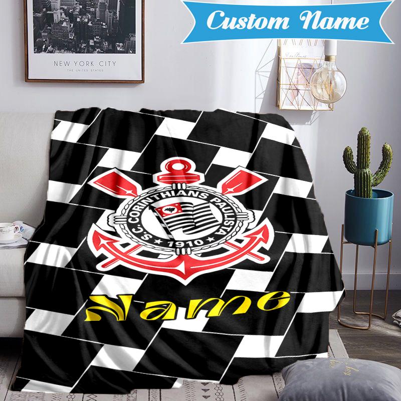 Custom Name Corinthians Team Crest Blanket Lightweight Ideal Bedding Blanket Perfect for Travel, Camping, Living Rooms, Sofas, Christmas gift