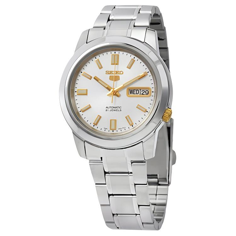 

Seiko Waterproof 30M Fashion Style Automatic Mechanical Movement Stainless Steel Watch 45Mm Men watches White SNKK09K1 White Dial