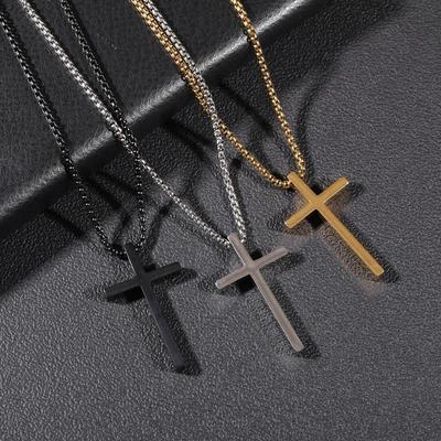 Men's Hip-Hop Style Light Surface Cross Necklace - Trendy Fashion Accessory