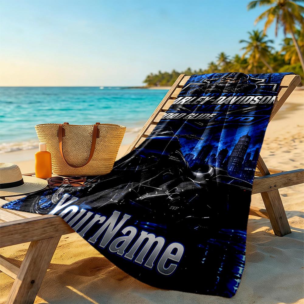 Harley-davidson Motorcycles Customizable Name Beach Towel Soft Durable Quick-Dry Perfect for Traveling Yoga Camping and Swimming