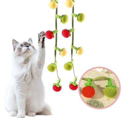Fruit-Shaped Catnip Toy String Interactive Cat Toy Cat Teaser String with Bell Soft Tomatoes Cat