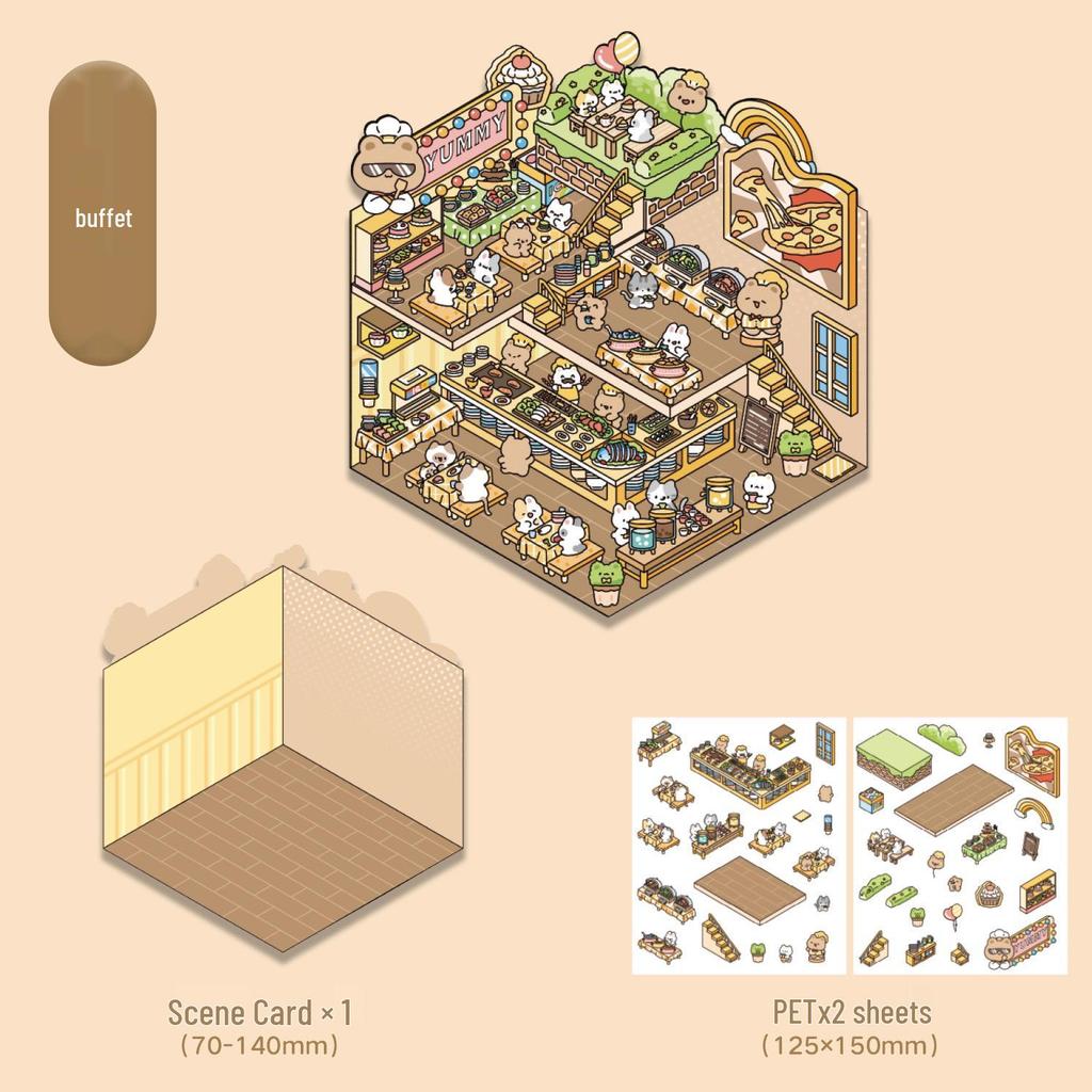 Zaomo 3D Miniature Landscaping Sticker Pack - Fun DIY Series for Students