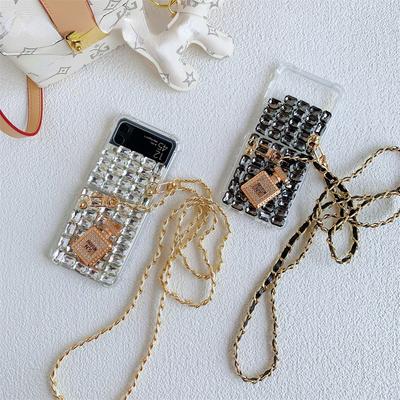 Funda brillante con diamantes de imitación y diamantes de imitación con cordón para Samsung Z Flip 5 Z flip 3 Z flip 4 S23 S22 S21 Ultra S20 FE A13 A33 A53/Google Pixel Fold