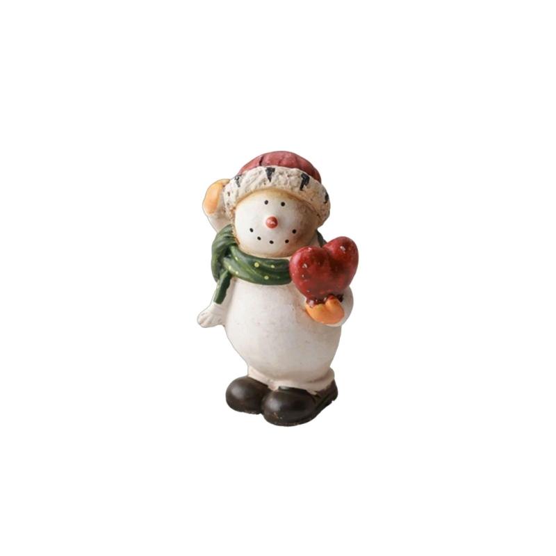 Christmas Resin Figurine Snowman Santa Statue Ornament for  Living Space Table Decoration Resin Craft Present