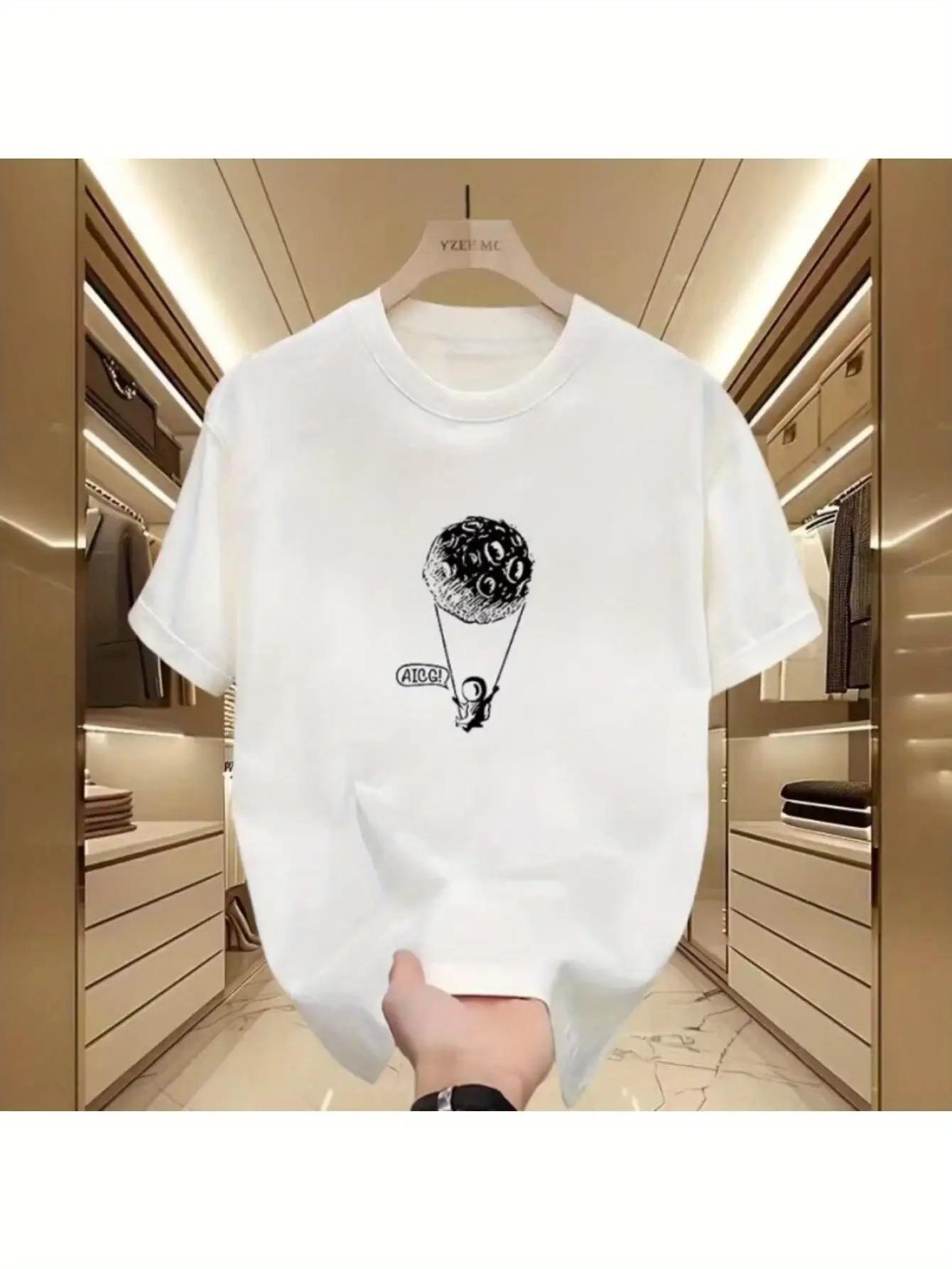 

Summer PureTide Brand Individuality Simple Print Short-Sleeved T-Shirt for Young Men S Creative Fashion Crew Neck Top Tide. S