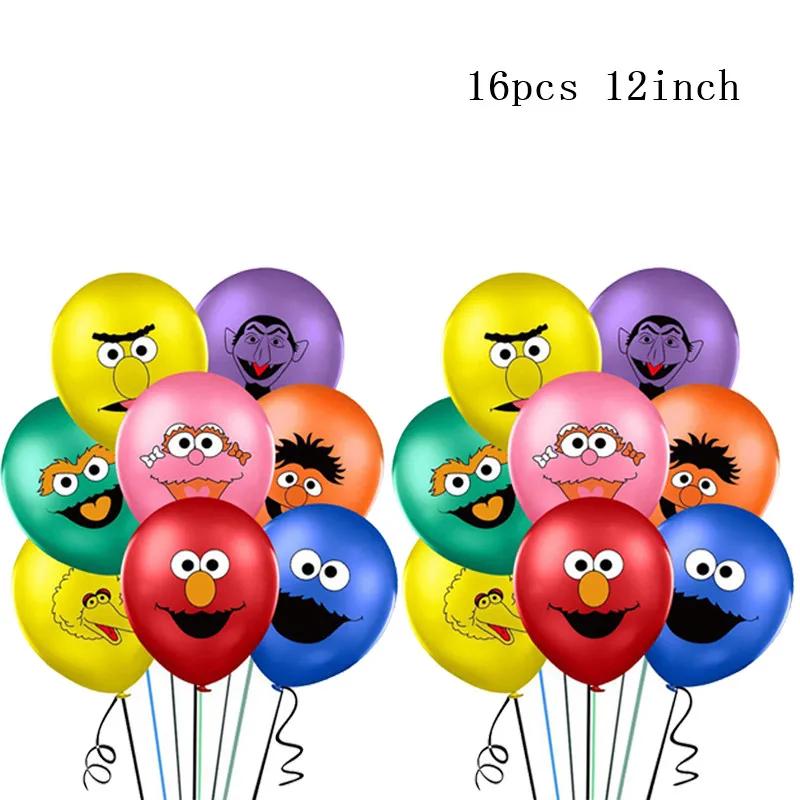 Sesames Streeted Balloon Theme Happy Birthday Banner Party Decoration Supplies Toys Disposable Tableware Background Cake Topper